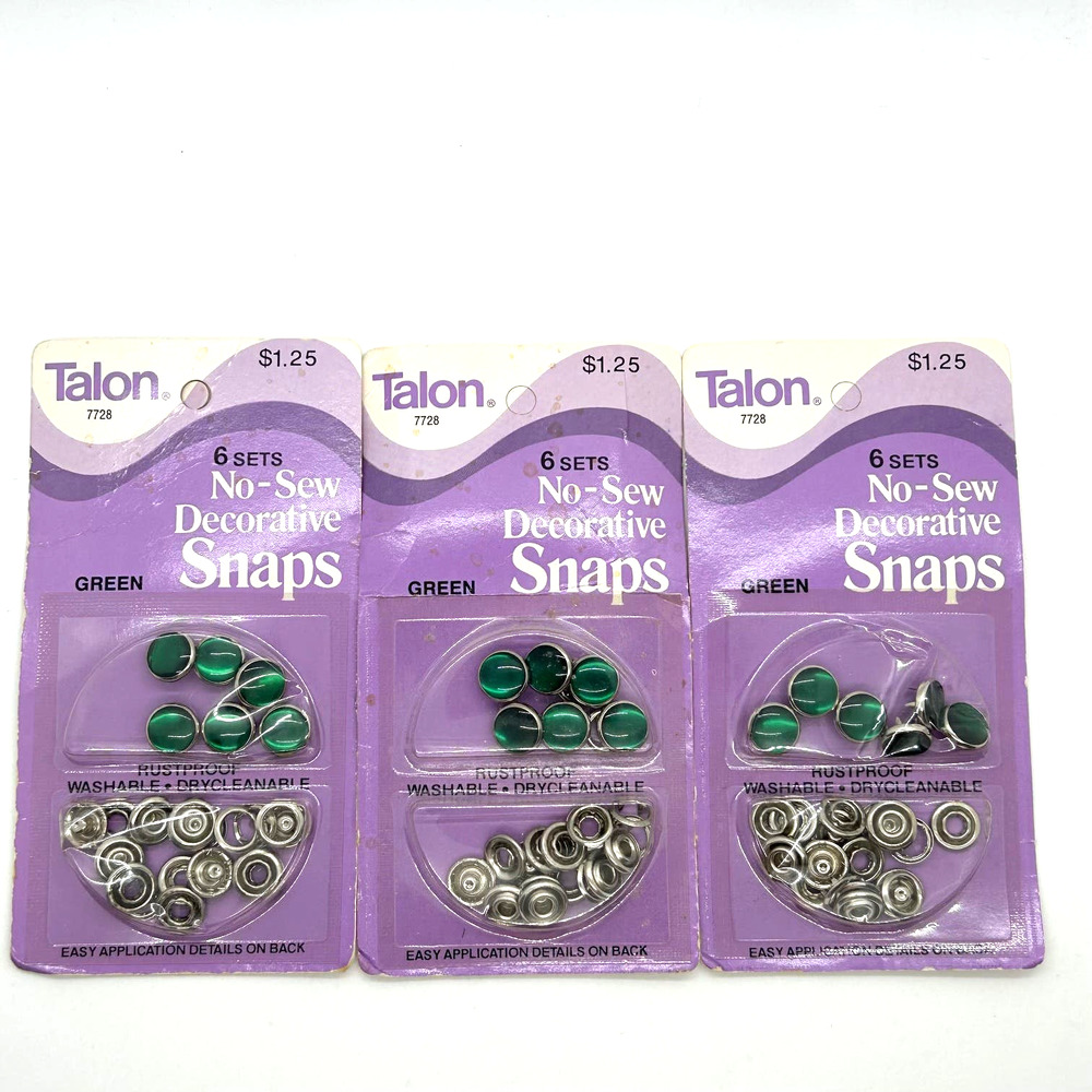 Sewing Bee By Talon Decorative Snap Buttons Green NIP